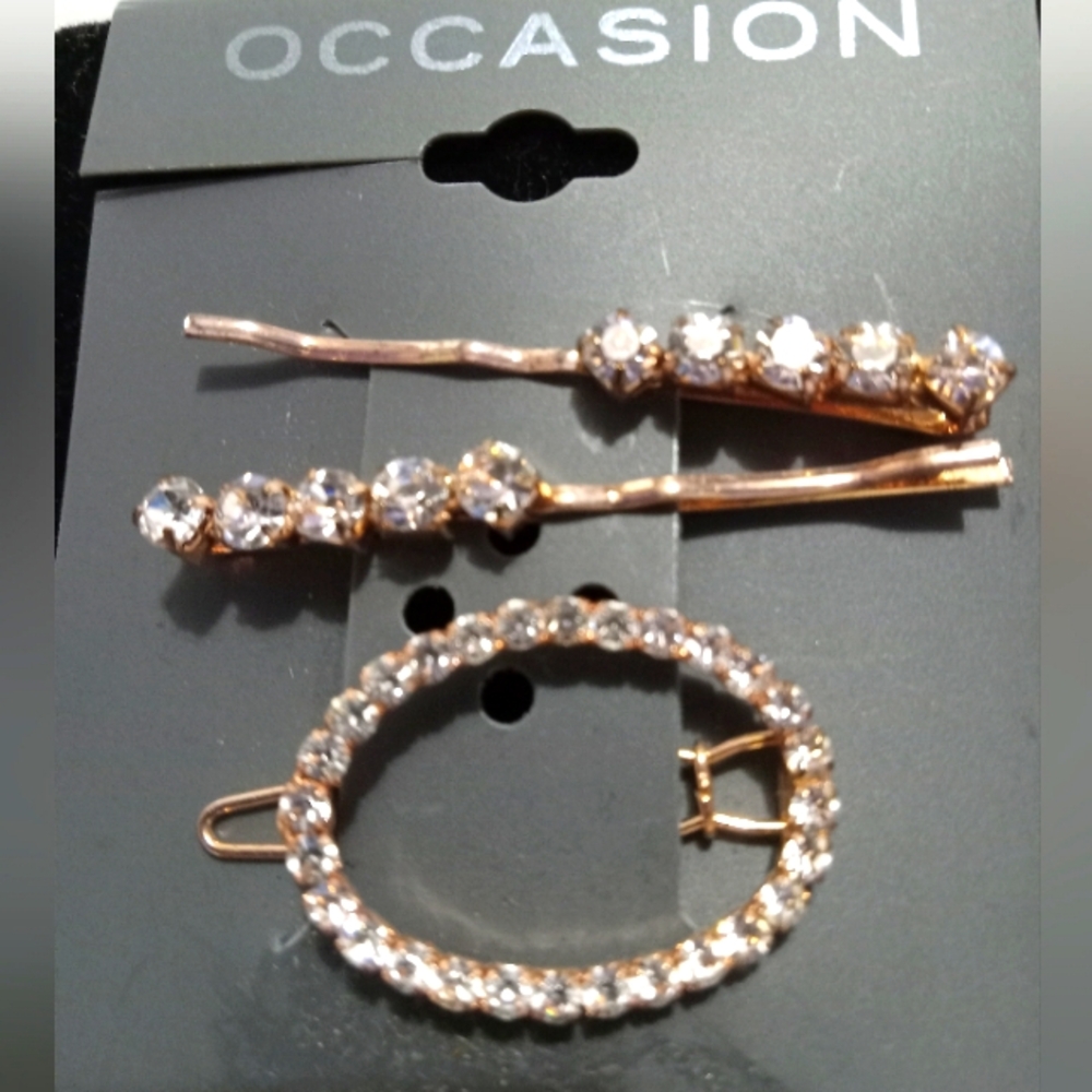 Occasion Rose Gold tone 3 piece Hair Accessories Set